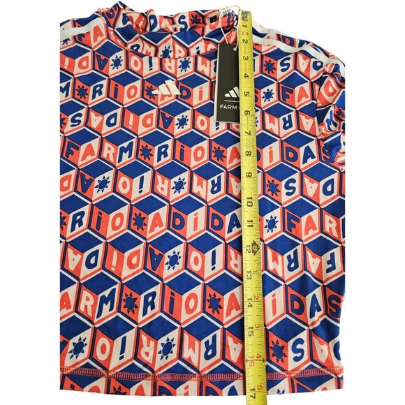 Adidas x Farm Rio Crop Long Sleeve Train Shirt Blue Red Kaleidoscope Size M NWT - Picture 4 of 13